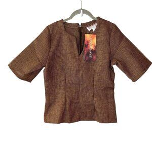 Womens Pirate Costume Braveheart Shirt Renaissance Cosplay Top Brown‎ Size M